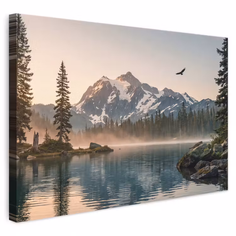 Leinwandbild - Berge - Wasser - Bäume — 1