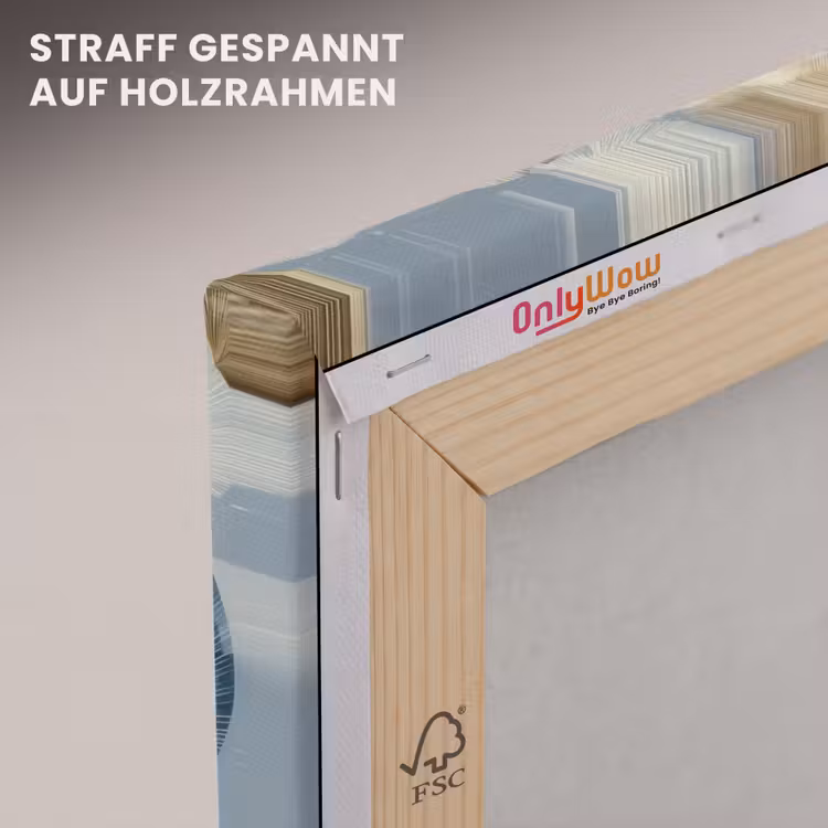 Leinwandbild - Blätter - Abstrakt - Gold - Blau — 5