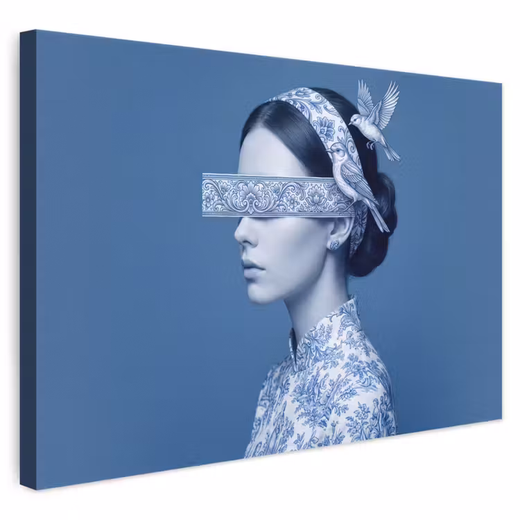 Leinwandbild - Hochformat - Klassisch - Weiß - Blau — 1