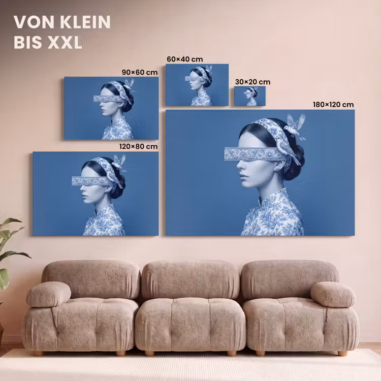 Leinwandbild - Hochformat - Klassisch - Weiß - Blau — 6