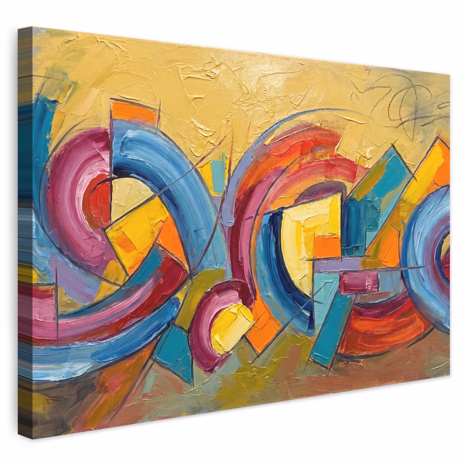 Leinwandbild - Abstrakt - Kreise - Malerei - Bunt - Dynamisch — 1