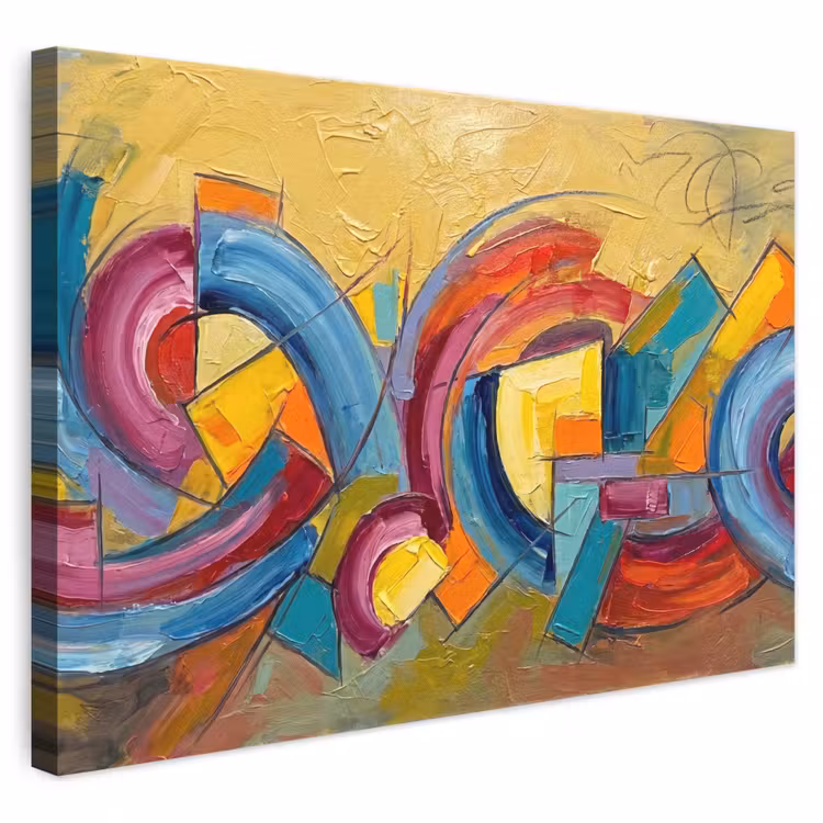 Leinwandbild - Abstrakt - Kreise - Malerei - Bunt - Dynamisch — 1