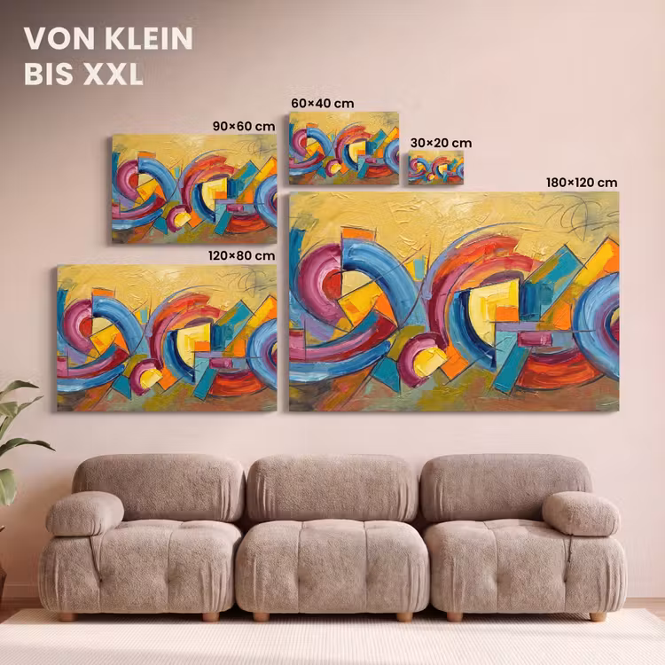 Leinwandbild - Abstrakt - Kreise - Malerei - Bunt - Dynamisch — 6