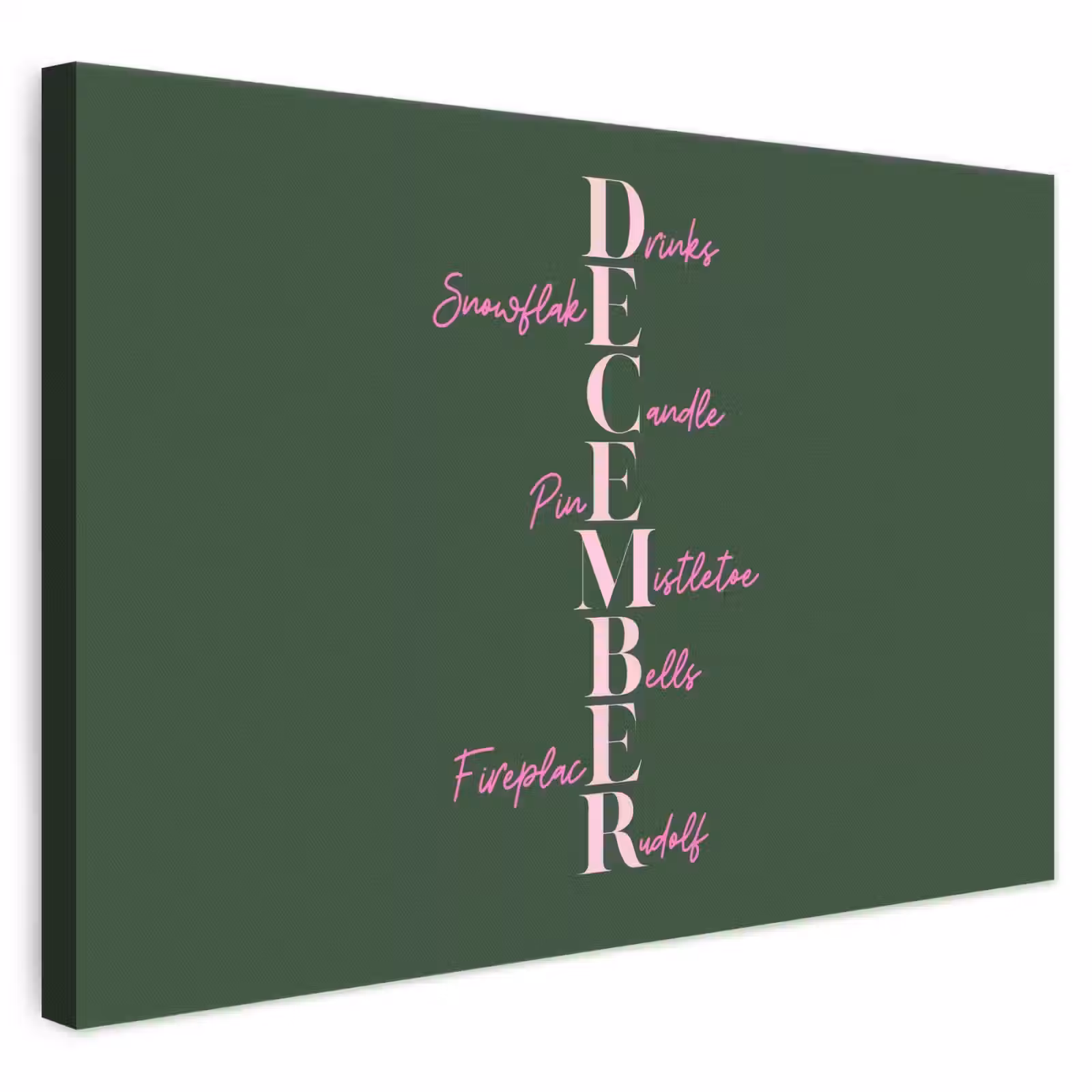 Leinwandbild - Dezember – Text – Weihnachten – Grün — 1