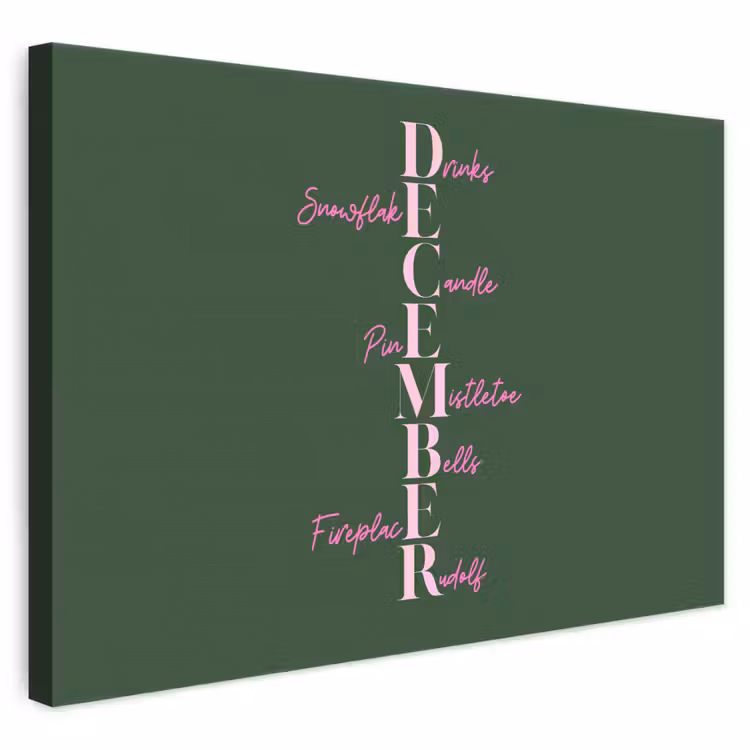Leinwandbild - Dezember – Text – Weihnachten – Grün — 1