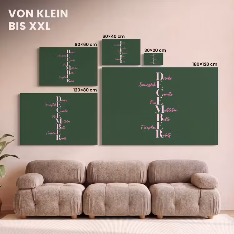 Leinwandbild - Dezember – Text – Weihnachten – Grün — 6