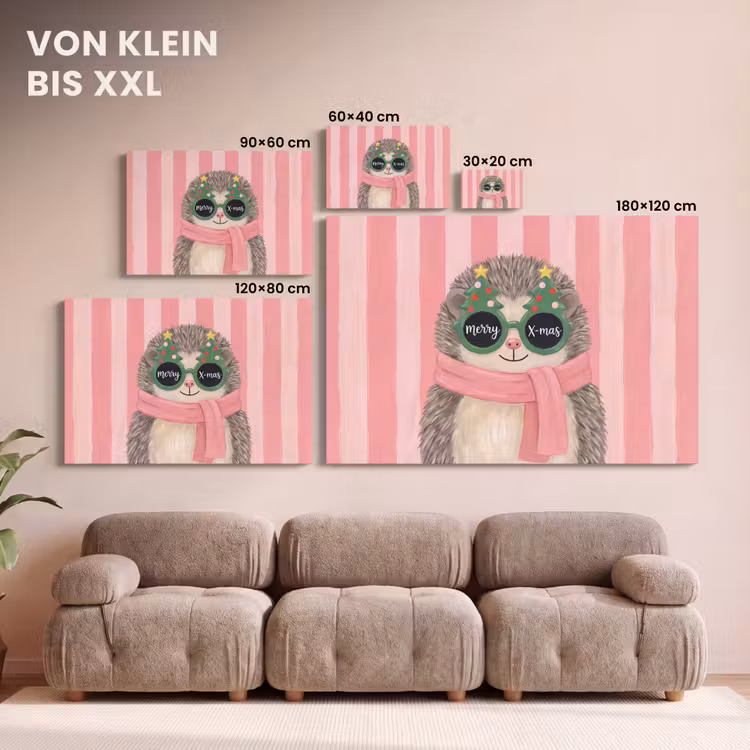 Leinwandbild - Igel – Weihnachten – Illustration — 6