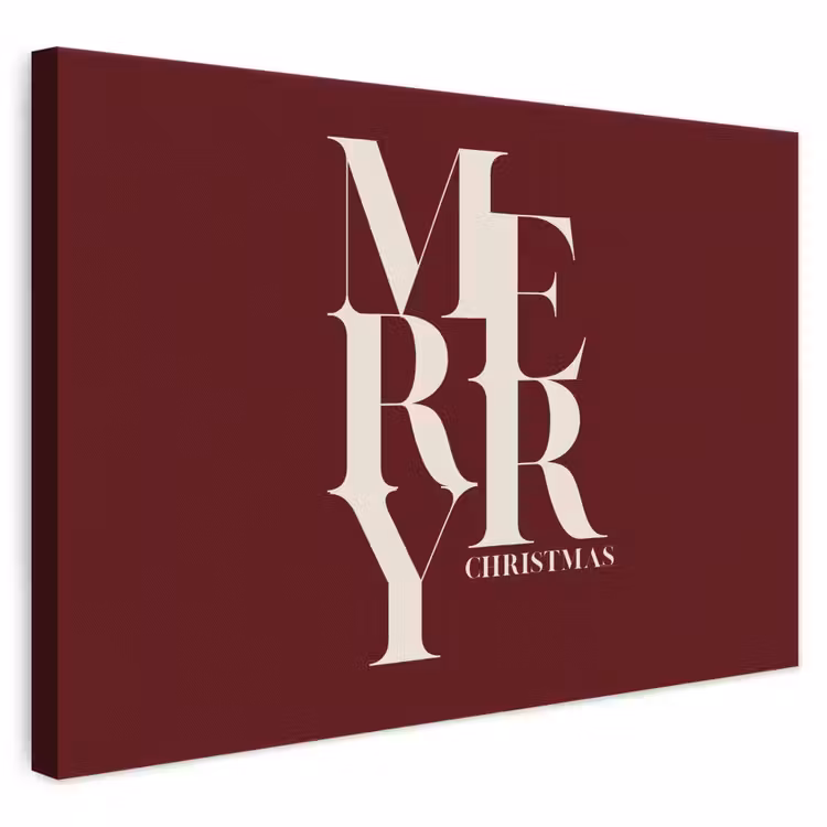 Leinwandbild - Merry – Text – Dunkel – Rot — 1