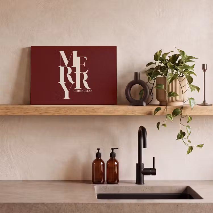 Leinwandbild - Merry – Text – Dunkel – Rot — 3