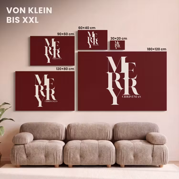 Leinwandbild - Merry – Text – Dunkel – Rot — 6