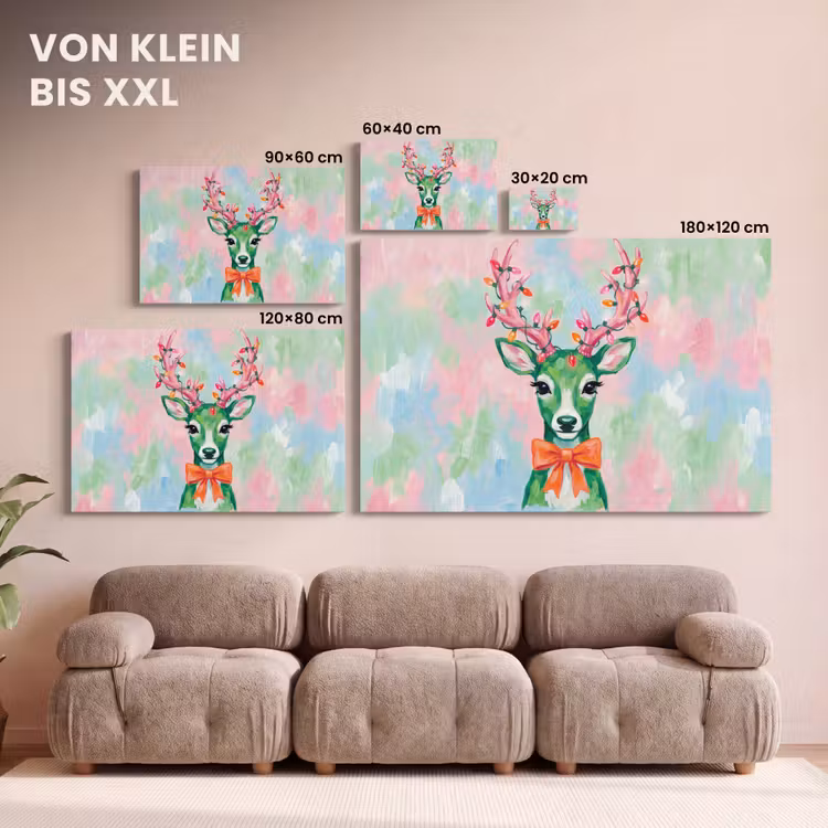 Leinwandbild - Hirsch – Weihnachten – Tiere — 6