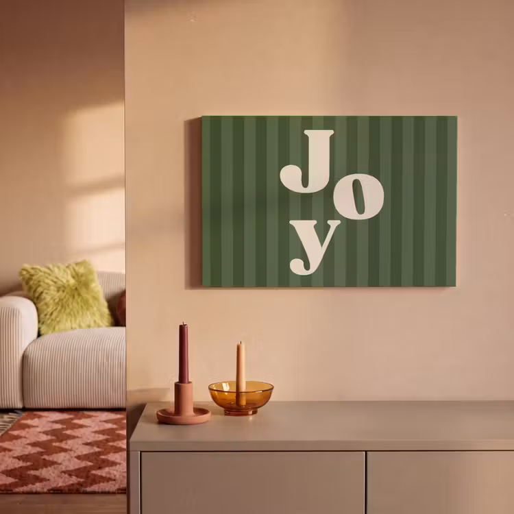 Leinwandbild - Joy – Weihnachten – Text – Grün — 2