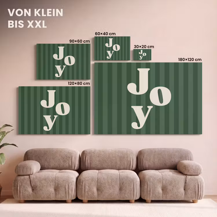 Leinwandbild - Joy – Weihnachten – Text – Grün — 6