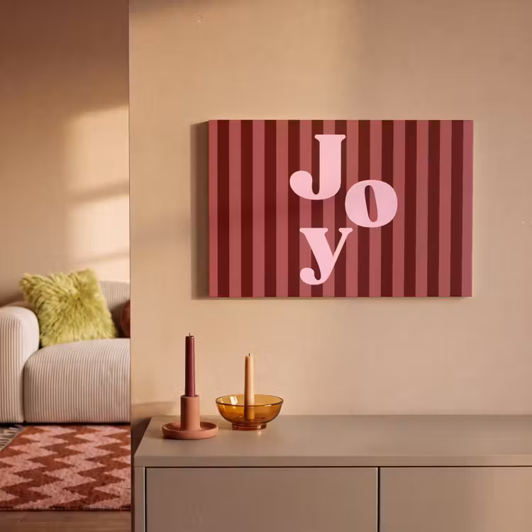 Leinwandbild - Joy – Weihnachten – Text – Rosa — 2