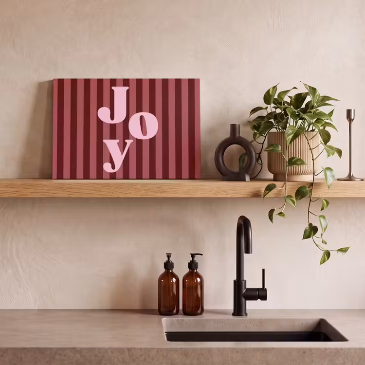 Leinwandbild - Joy – Weihnachten – Text – Rosa — 3