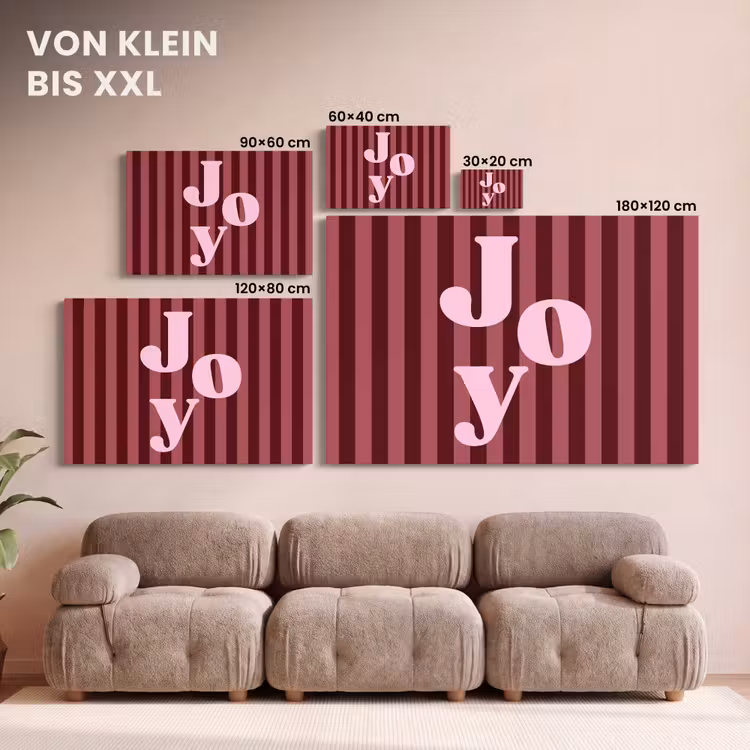 Leinwandbild - Joy – Weihnachten – Text – Rosa — 6