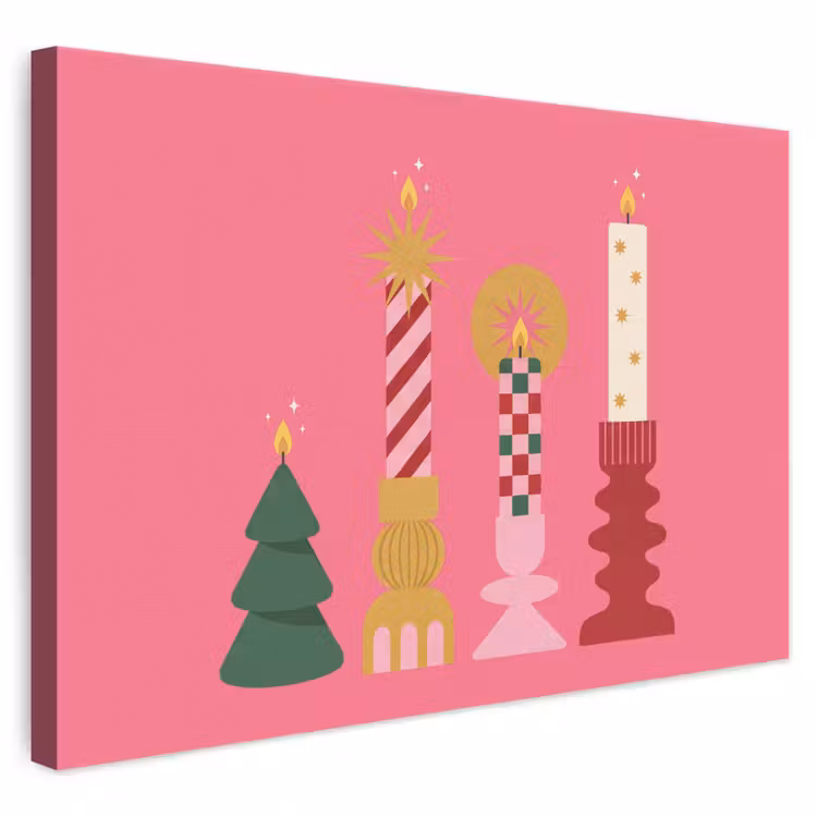Leinwandbild - Kerzen – Party – Rosa — 1