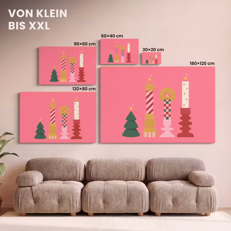 Leinwandbild - Kerzen – Party – Rosa — 6