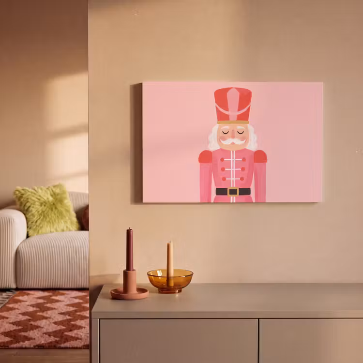 Leinwandbild - Nussknacker – rosa Illustration — 2