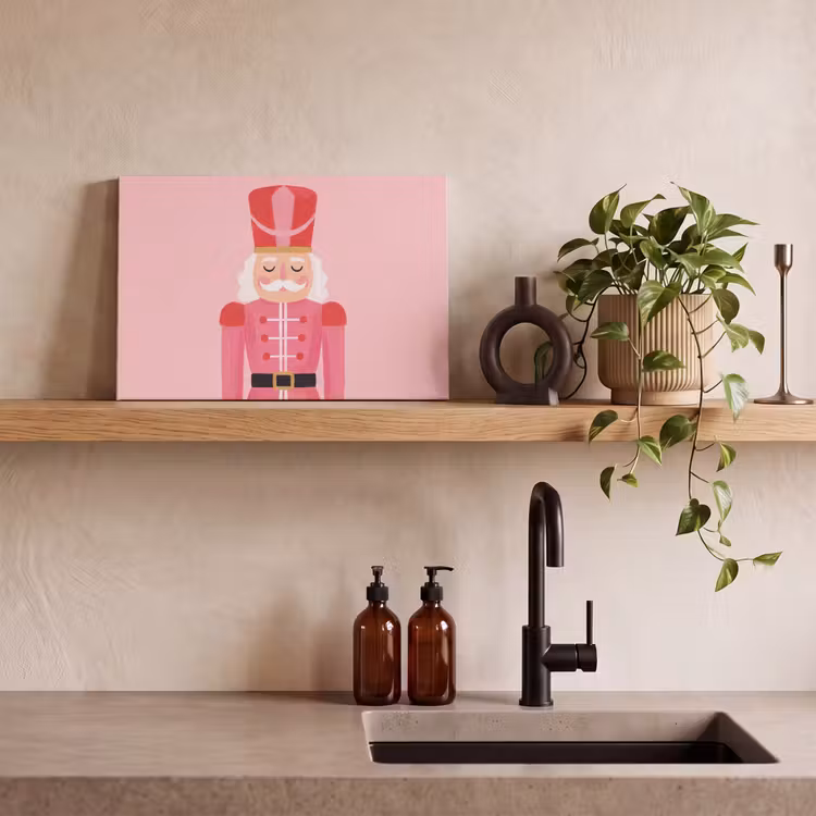 Leinwandbild - Nussknacker – rosa Illustration — 3
