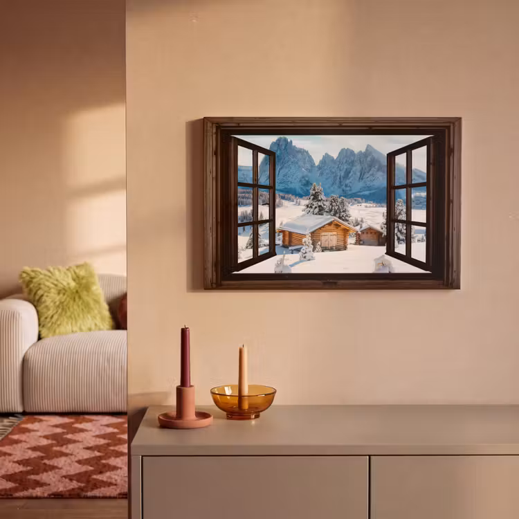Leinwandbild - Aussicht - Winter - Landschaft - Hütte - Berge — 2