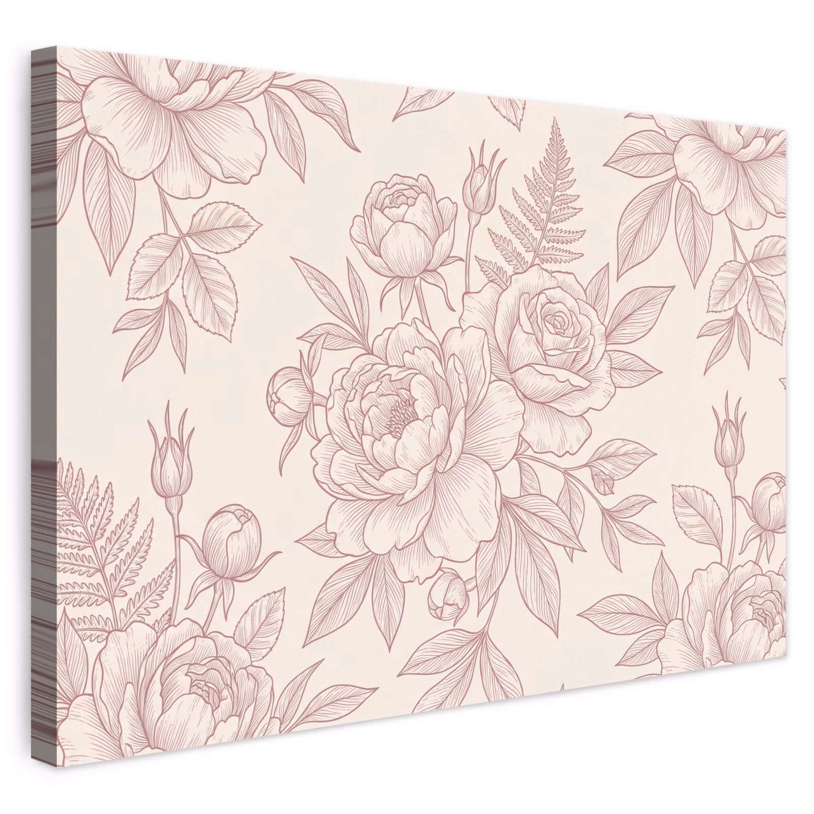 Leinwandbild - Blumen – Strichzeichnung – Botanisch — 1