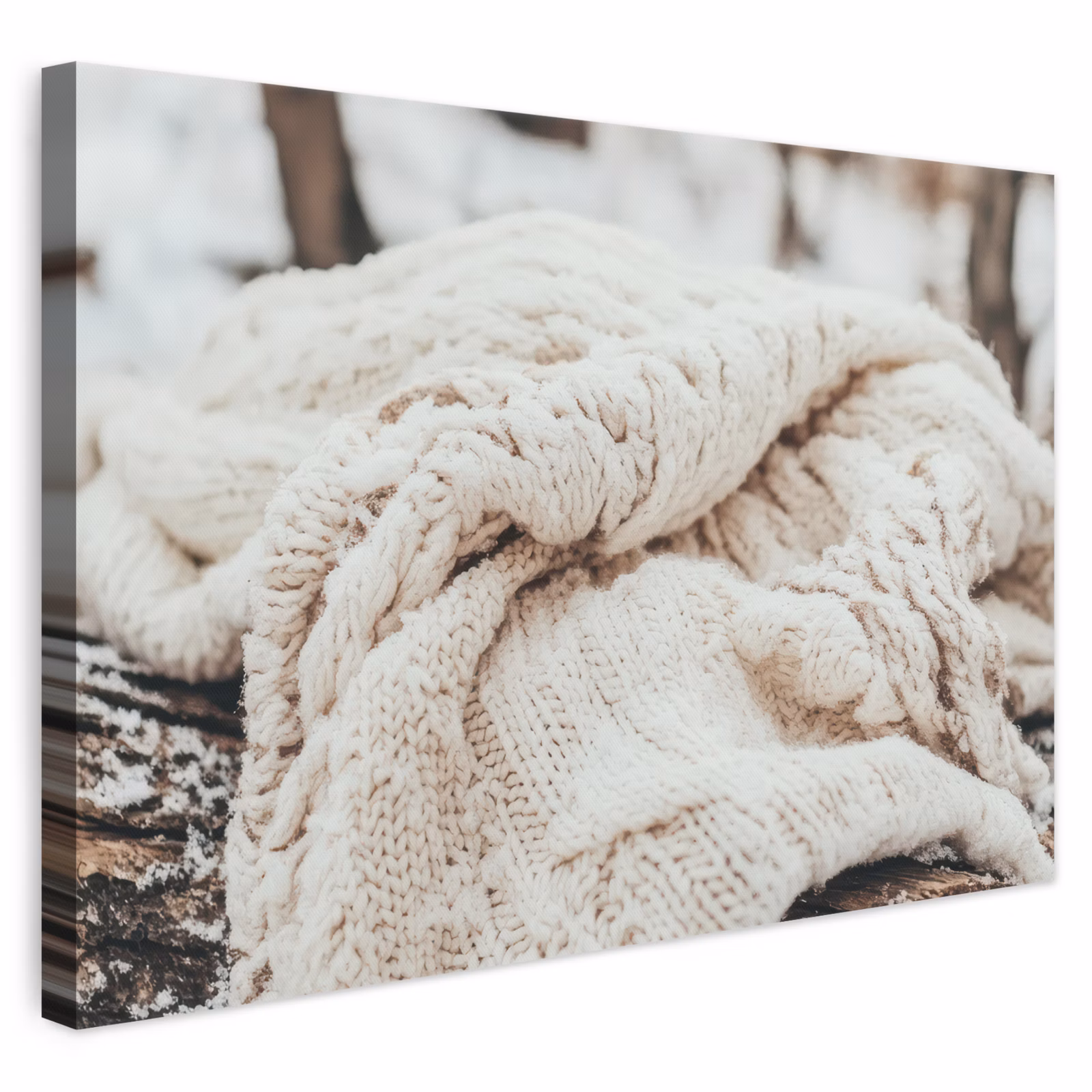 Leinwandbild - Decke - Weiß - Baumstumpf - Winter - Schnee — 1
