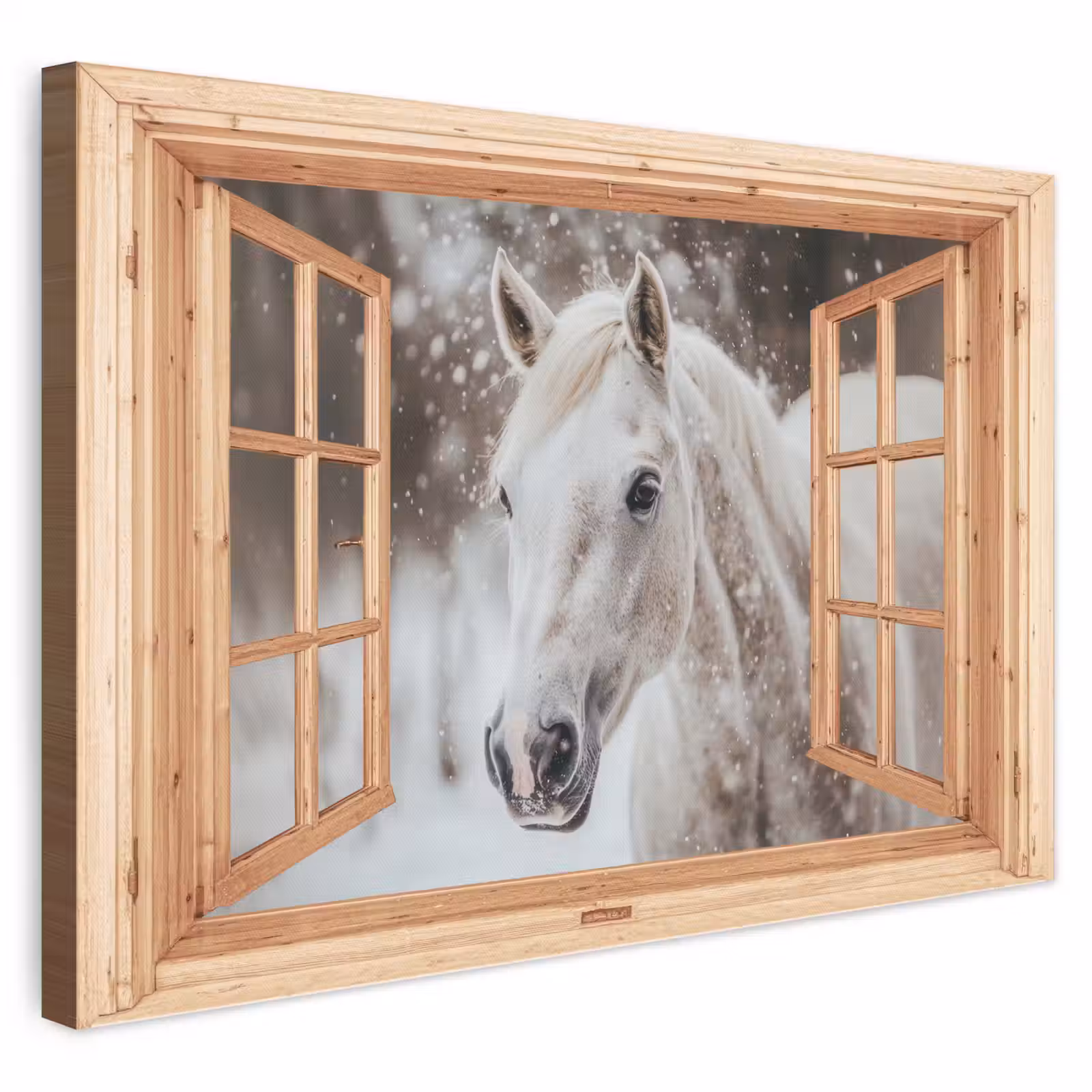Leinwandbild - Durchsichtig - Pferd - Weiß - Winter - Tiere — 1