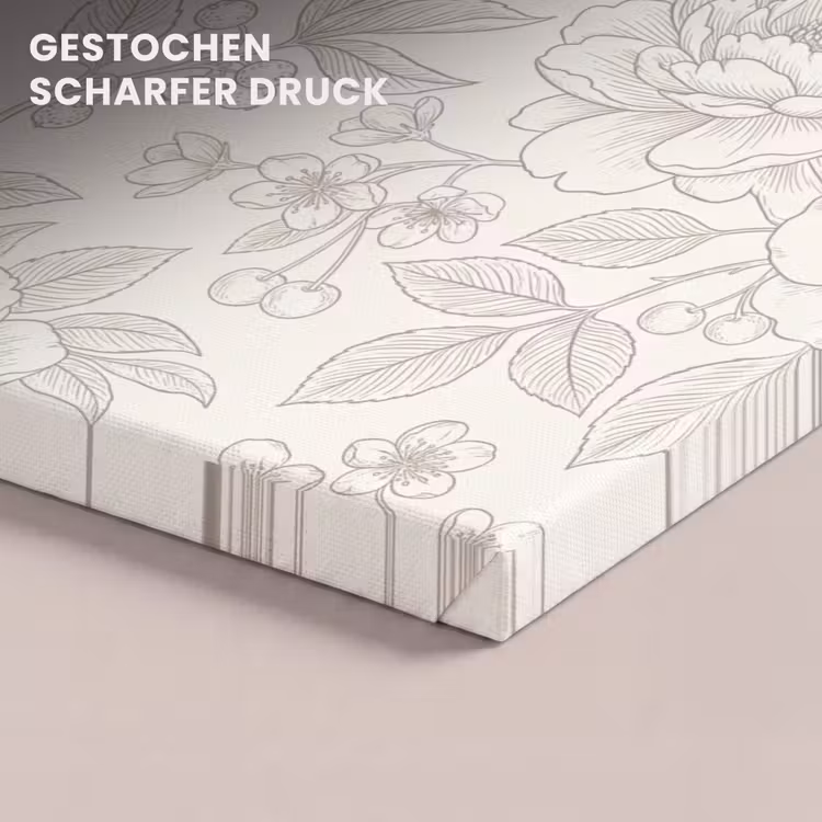 Leinwandbild - Blumen – Strichzeichnung – Beige — 4