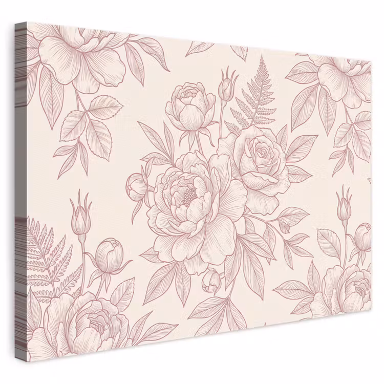 Leinwandbild - Blumen – Strichzeichnung – Botanisch — 1