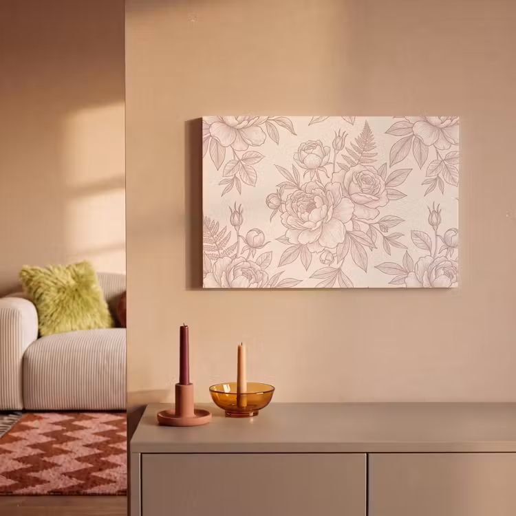 Leinwandbild - Blumen – Strichzeichnung – Botanisch — 2