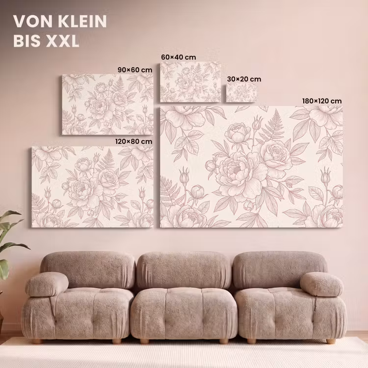 Leinwandbild - Blumen – Strichzeichnung – Botanisch — 6