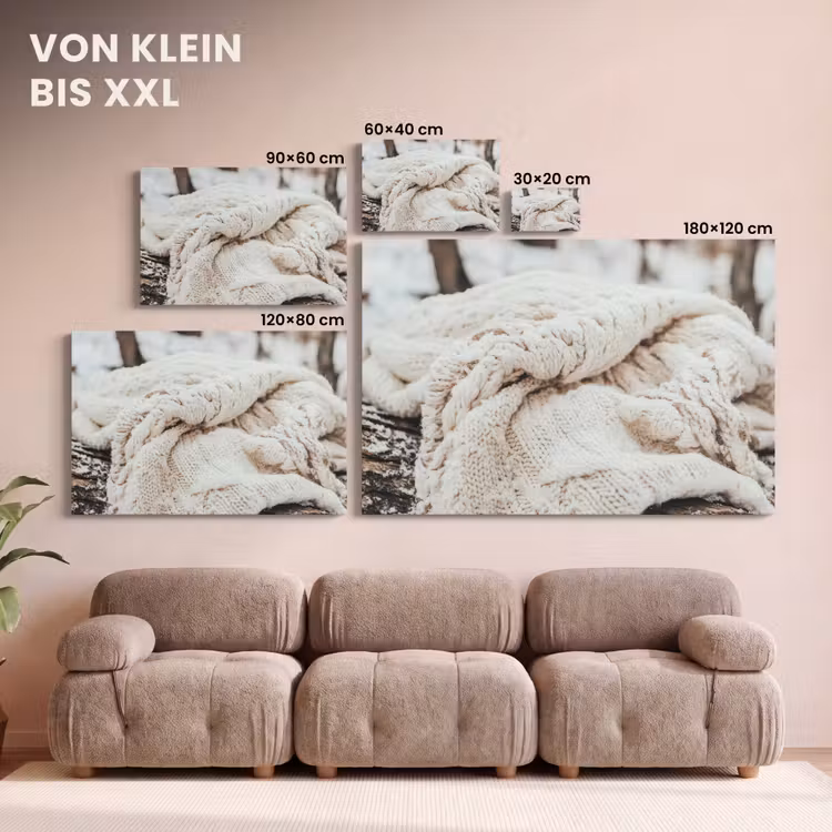 Leinwandbild - Decke - Weiß - Baumstumpf - Winter - Schnee — 6