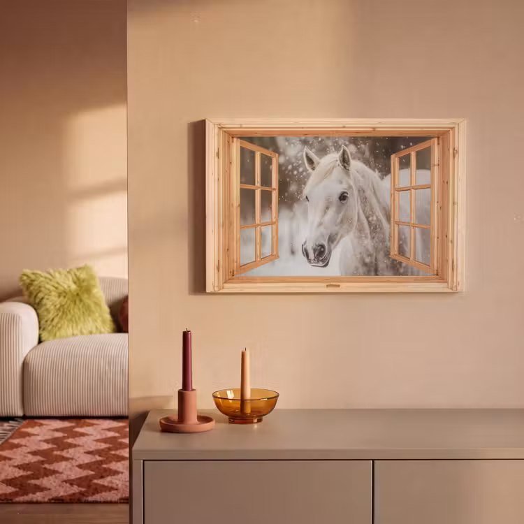 Leinwandbild - Durchsichtig - Pferd - Weiß - Winter - Tiere — 2