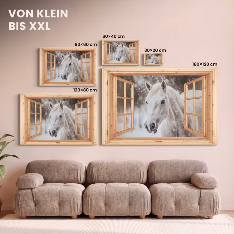 Leinwandbild - Durchsichtig - Pferd - Weiß - Winter - Tiere — 6