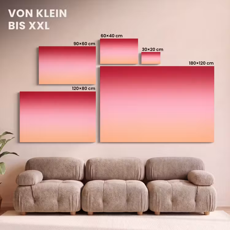 Leinwandbild - Farbverlauf – Rot – Rosa — 6