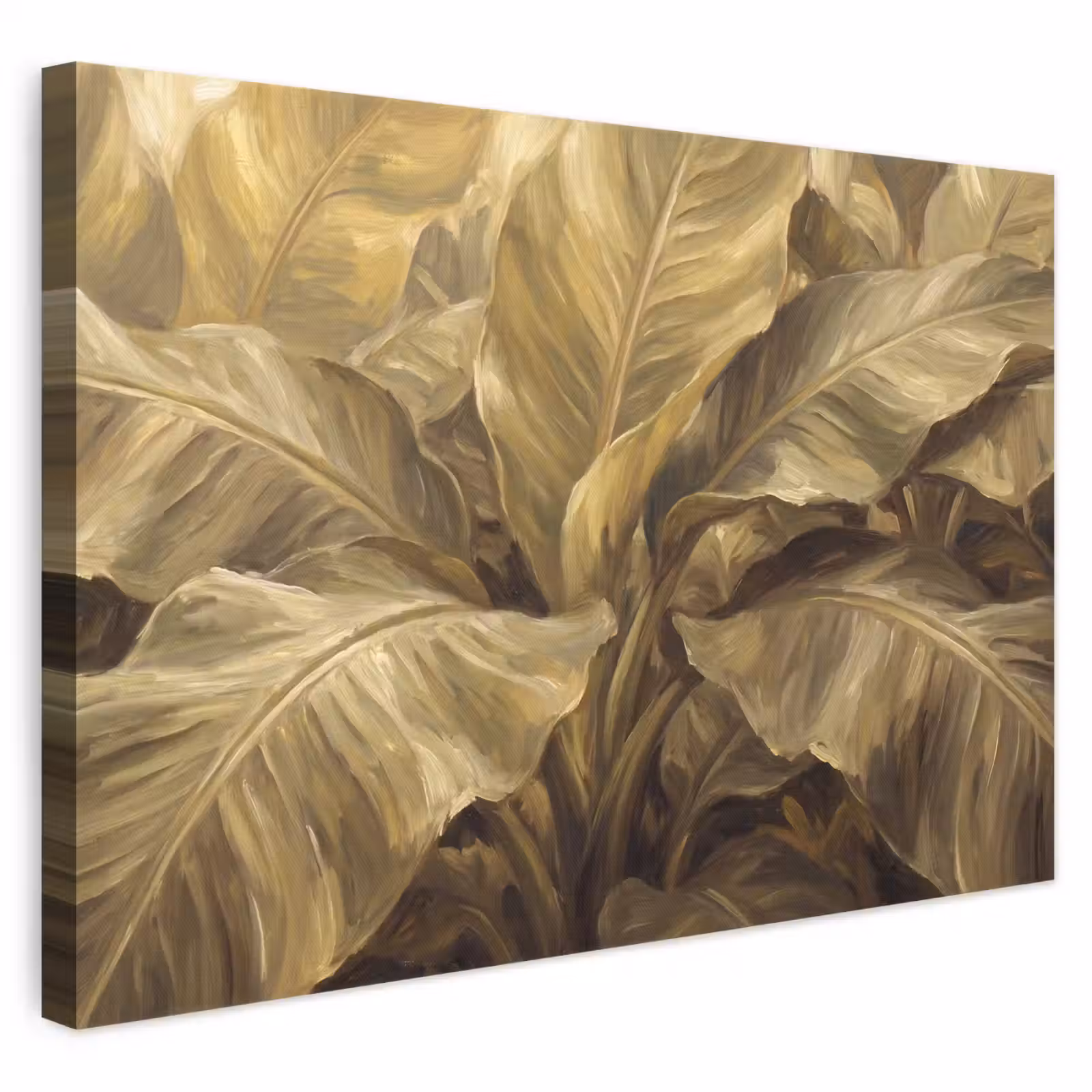 Leinwandbild - Blätter – Tropisch – Gold — 1