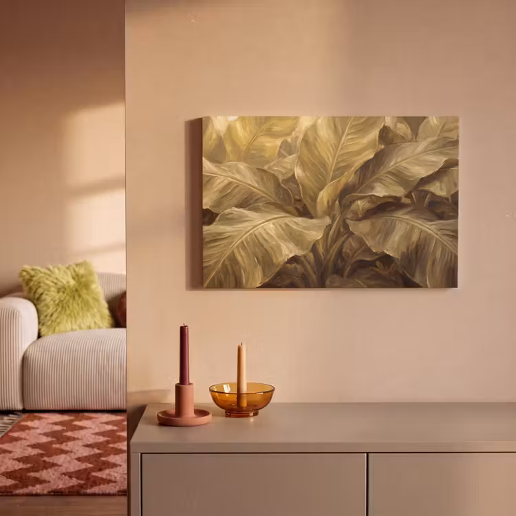 Leinwandbild - Blätter – Tropisch – Gold — 2