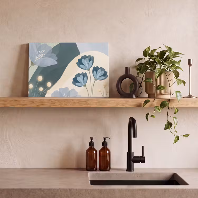 Leinwandbild - Blumen – Abstrakt – Blau — 3