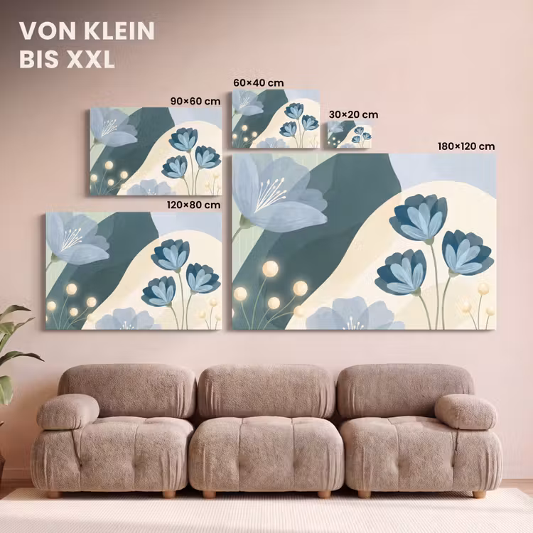 Leinwandbild - Blumen – Abstrakt – Blau — 6