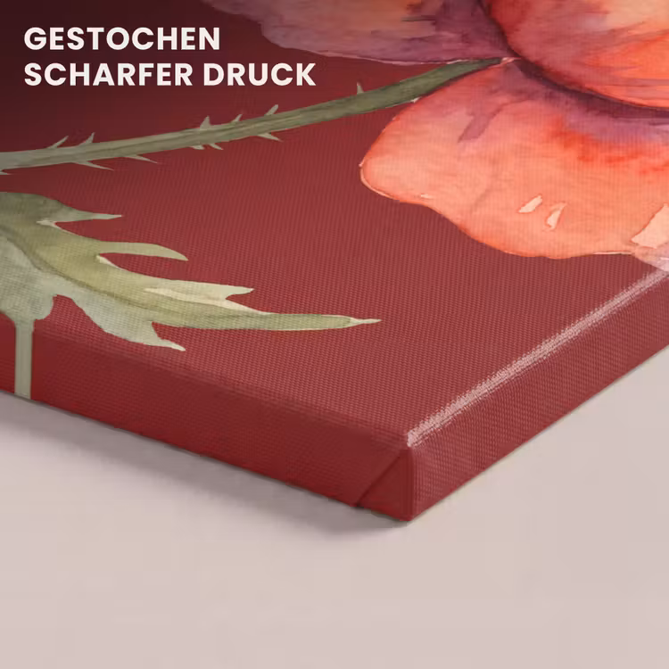 Leinwandbild - Blumen – Aquarell – Rot — 4