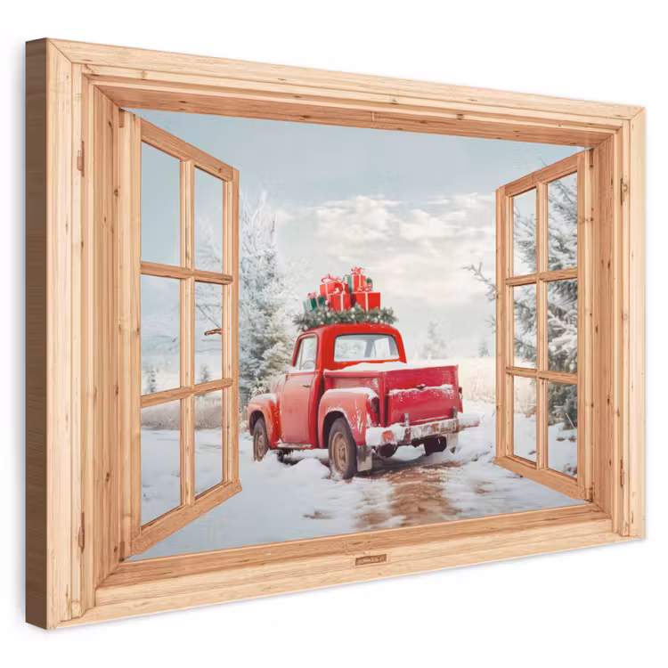 Leinwandbild - Durchsichtig - Auto - Weihnachten - Geschenke - Winter - Landschaft — 1