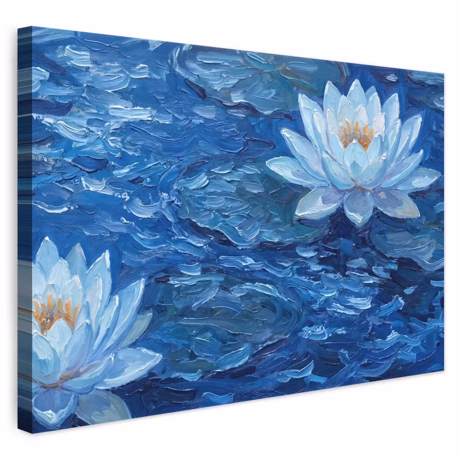 Leinwandbild - Blumen – Wasser – Blau — 1