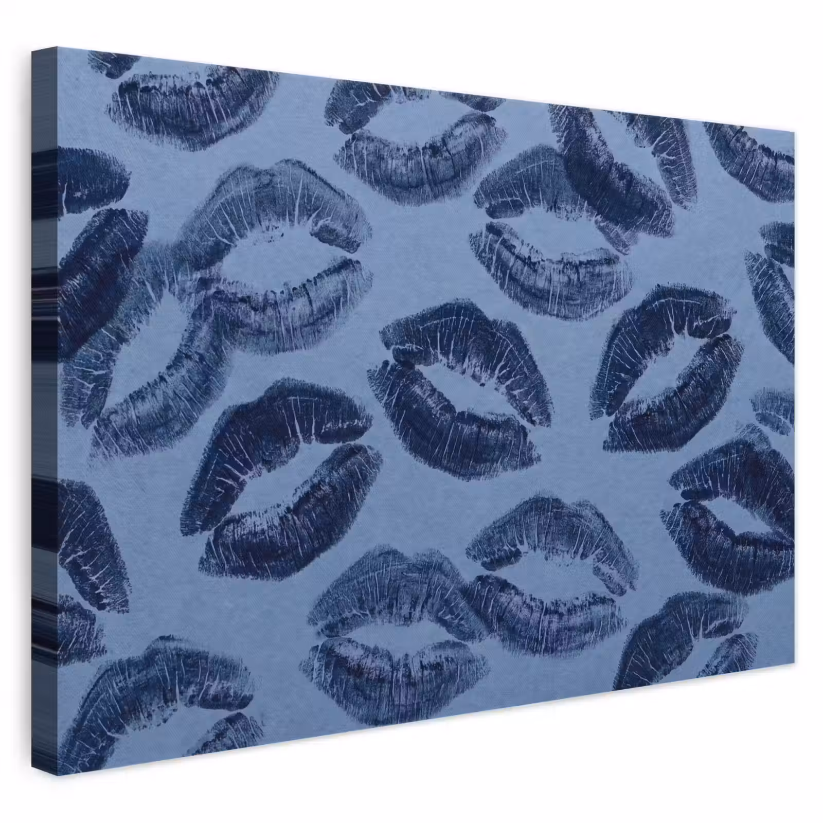 Leinwandbild - Lippen – Muster – Blau — 1