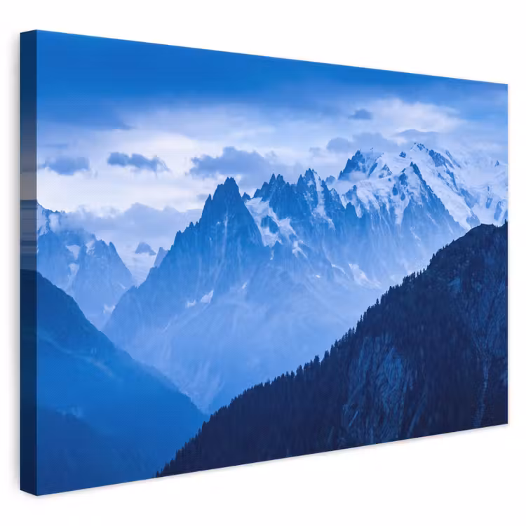 Leinwandbild - Berge – Schnee – Blau — 1