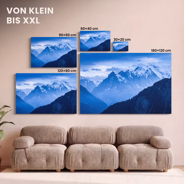 Leinwandbild - Berge – Schnee – Blau — 6