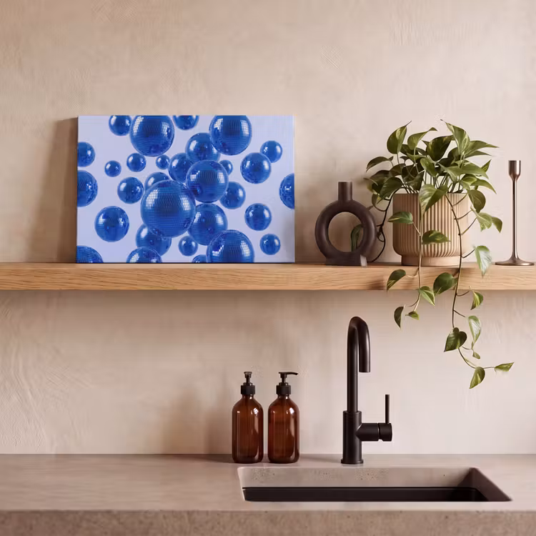 Leinwandbild - Blaue Discokugel — 3