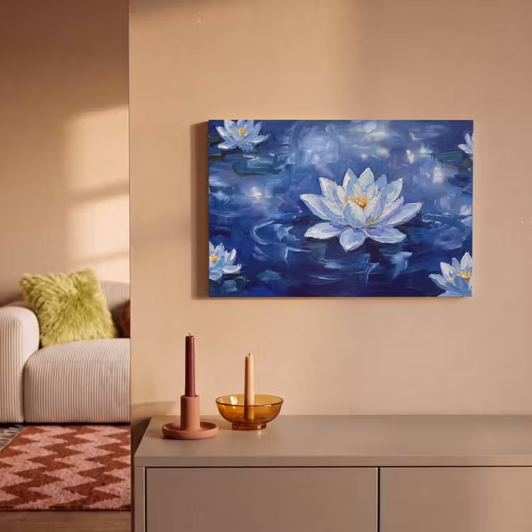 Leinwandbild - Blaue Seerose – Wasser — 2