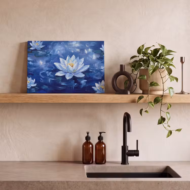 Leinwandbild - Blaue Seerose – Wasser — 3