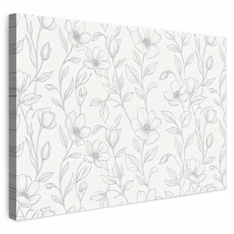 Leinwandbild - Blumen – Linien – Muster — 1